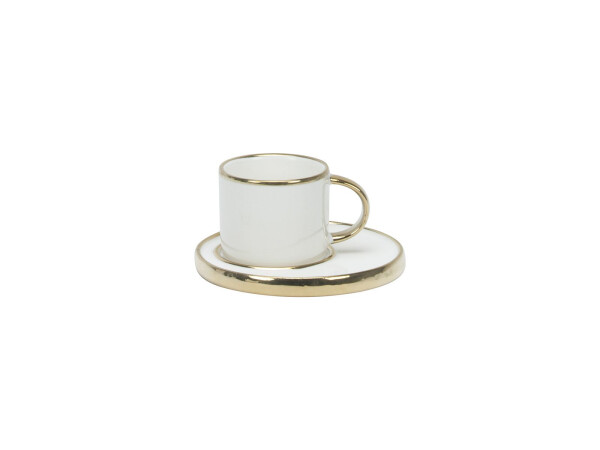 Elegantes Espresso Tassen Set für 6 Personen 12 teilig / Weiß mit Goldrand