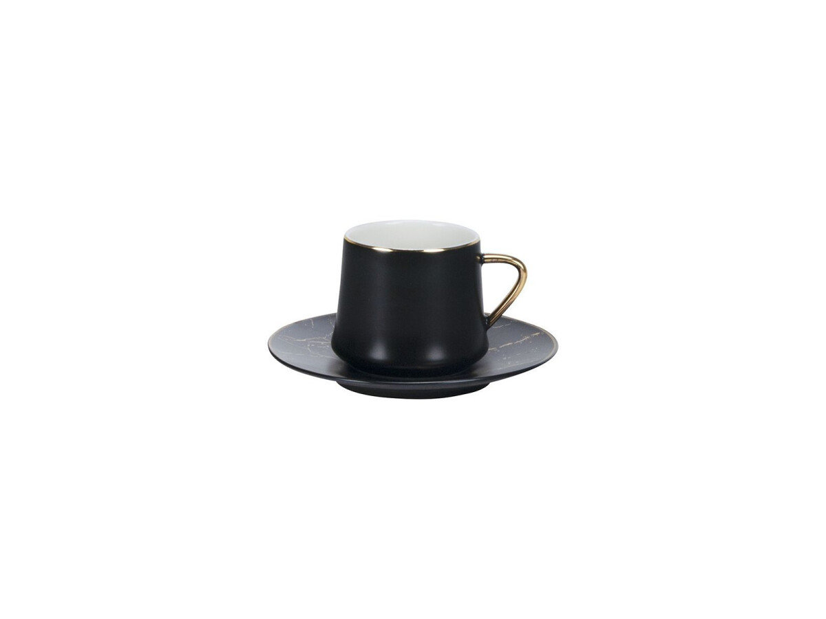 Elegantes Kaffee Set 12 teilig / Schwarz mit Goldrand und...