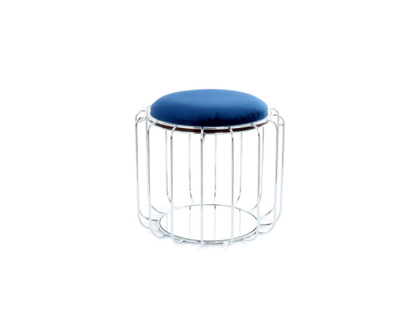 Beistelltisch / Pouf Comfortable 110 Dunkelblau / Silber