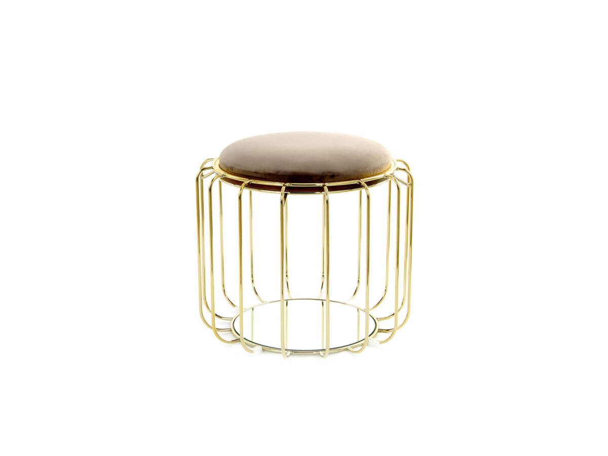 Beistelltisch / Pouf Comfortable 110 Graubraun / Gold