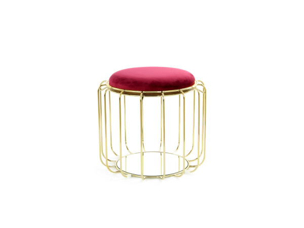 Beistelltisch / Pouf Comfortable 110 Rot / Gold