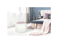 Fellpouf Bobtail 125 Weiß / Rosa