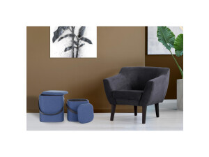 Hocker Arabella 225 2-er Set Blau / Schwarz