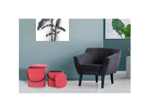 Hocker Arabella 225 2-er Set Rot / Schwarz