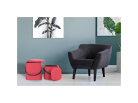 Hocker Arabella 225 2-er Set Rot / Schwarz