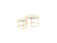 Hocker Becky 825 2er-Set Elfenbein / Gold