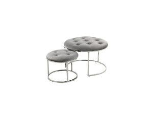 Hocker Becky 825 2er-Set Grau / Silber