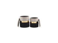 Hocker Zora 125 2-er Set Grau / Gold / Schwarz