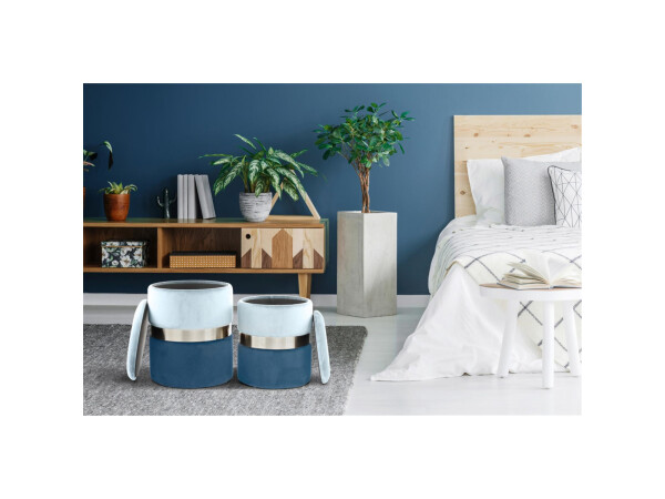 Hocker Zora 125 2-er Set Hellblau / Silber / Blau