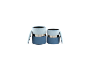 Hocker Zora 125 2-er Set Hellblau / Silber / Blau