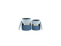 Hocker Zora 125 2-er Set Hellblau / Silber / Blau