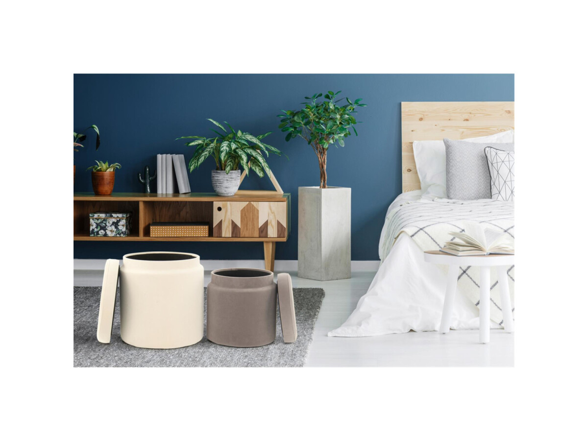 Hocker Zora 225 2-er Set Elfenbein / Taupe