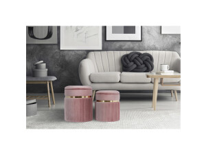 Hocker Zora 325 2er-Set Altrosa / Gold