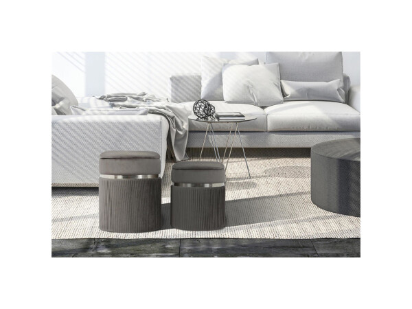 Hocker Zora 325 2er-Set Grau / Silber