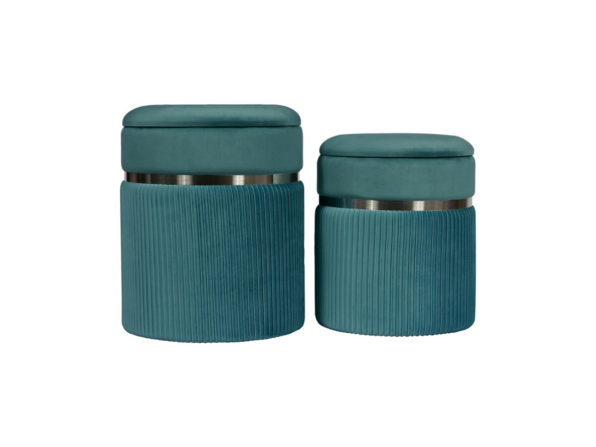 Hocker Zora 325 2er-Set Petrol / Silber