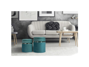 Hocker Zora 325 2er-Set Petrol / Silber