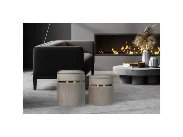 Hocker Zora 325 2er-Set Taupe / Gold