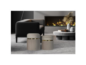 Hocker Zora 325 2er-Set Taupe / Gold