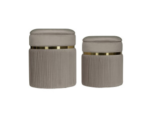 Hocker Zora 325 2er-Set Taupe / Gold